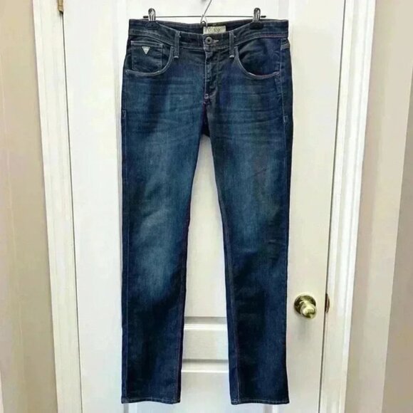 Guess Mens Vermont Slim Straight Leg Jeans Blue Size 31 Waist 34 Inseam - Picture 3 of 15